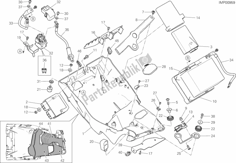 Todas as partes de Suporte Da Bateria do Ducati Multistrada 1200 Enduro Touring 2016